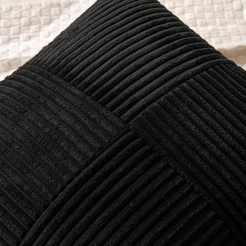 Black Decorative Throw Pillow Covers 18x18 Inch for Couch Bed Sofa Pack of 2 Boho Farmhouse Throw Pillows Soft Cross Corduroy Patchwork Textured Cushion Cases