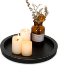 Candle Plate Holder Tray: Round Wood Decorative Candle Plate - Rustic Farmhouse CoffeeTable Decor - Tealight Pillar Trays for Home Decor (Distressed)